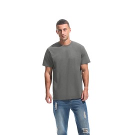 VEIISAR Men's Midweight Crew Neck T-Shirt - 210GSM Soft Cotton Blend, Regular Fit for Cooling Comfort Dark Grey XL