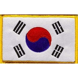 South Korea Flag Patch, Measures 3.50" x 2.25", International Embroidered Iron On or Sew On Flag Patch Emblems Over 100 Patch Options Available