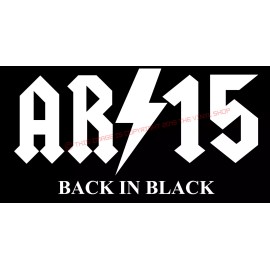 Stickershack AC/DC style AR-15 BACK IN BLACK guns, .223, 556, rifle 2a, decal sticker