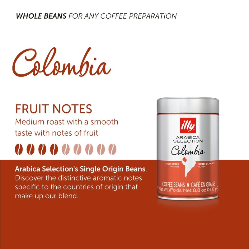 illy Coffee Beans, Luxury Arabica Coffee Beans Selection, Colombia, 250