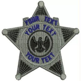 Custom Badge 1 Embroidery Patch 4x3.75'' Velcr@ On Back Gray On black