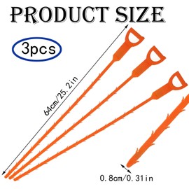 3 Pcs Drain Snake, Drain Clog Remover Tool, Reusable Sink Unblocker Tool, Snake Drain, Multifunctional Sink Unblocker Tool, Suitable for Kitchen Sink Sewer Bathroom Shower Tub Toilet (Orange)