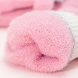 Boys Girls Winter Warm Half-Finger Gloves Cute Cartoon Sheep Gloves Thermal Knitted Flip Top Gloves Fingerless Mittens Biking Cycling Gloves Hand Warmer Soft Lined Fleece Gloves for 6-9 Yrs Gifts