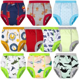 BIG ELEPHANT 10-Packs Training Underwear Absorbent Unisex Toddler Potty Trained Pants, 100% Cotton,4T