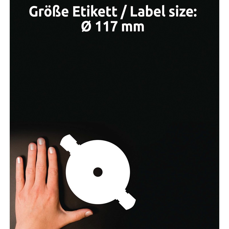 AVERY Zweckform L7676A-40P selbstklebende CD-Etiketten (80 blickdichte CD-Aufkleber, Ø 117mm