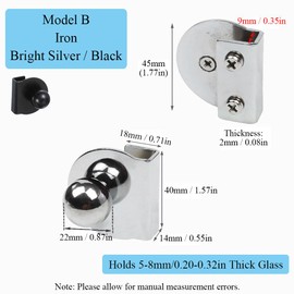 TopHomer 2 PCS Glass Door Pull Handles, Door Clips Pull Handles Glass Door Knob Handle for 5-8mm Shower Display Cabinet Drawer Showcase, Silver Sphere