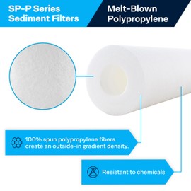 SpiroPure SP-P1-20 20x2.5 1 Micron Spun Melt-Blown Polypropylene Sediment Water Filter Cartridge SDC-25-2001 P1-20 155304-43 (Case of 20)