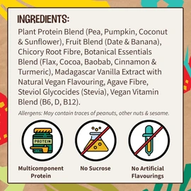 Vegan Protein Vanilla, No Sucralose, Vegan Protein Powder Made from 4 Components Vegetable Protein Powder, Gluten Free, No Artificial Flavours (Vanilla, 1 kg without Dosing Spoon)