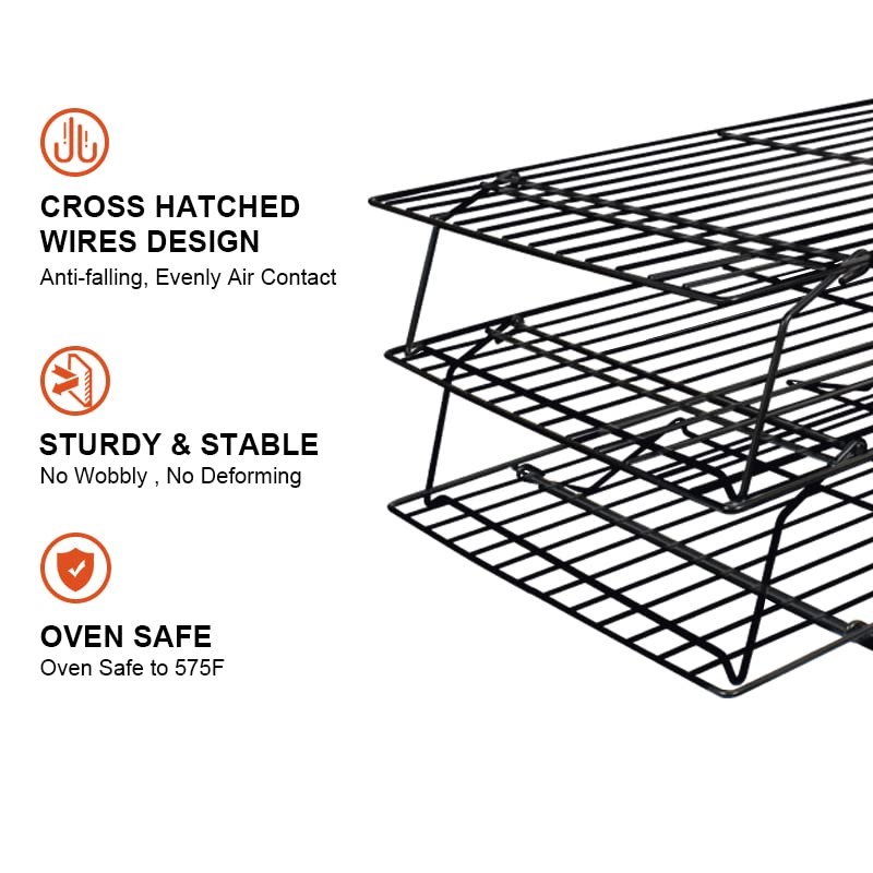SCDGRW 3-Tier Stackable Cooling Racks, Stainless Steel Wire Rack Baking