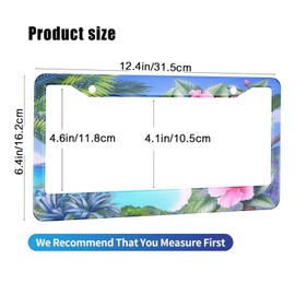 HOSNYE Pink Hibiscus License Plate Frame Hand Painted Lakeside Metal License Plate Cover Front Plates Frames Car Tag Frame for Women Men US Vehicles Standard