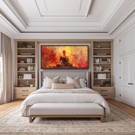 Flintis Large Buddha Wall Art Zen Buddha Statue Pictures Wall Decor Abstract Religion Canvas Painting Print Artwork Decoration Framed for Living Room Bathroom Master Bedroom Office 60L x 30W