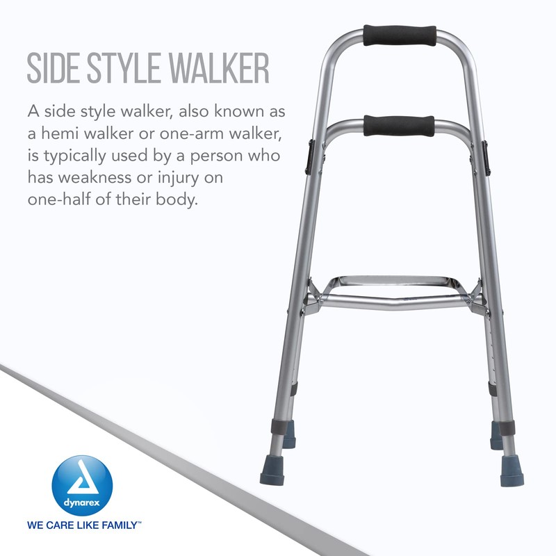 Dynarex 10164 Side Style One-Arm Walker, Adjustable Height up to