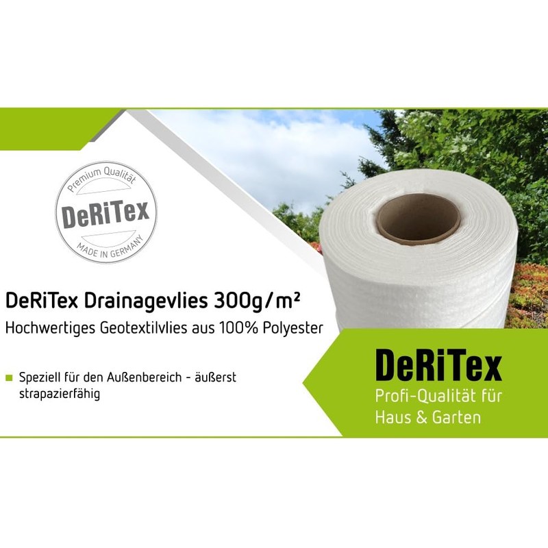 DeRiTex 300 g/m² drainage fleece, filter fleece GRK2 (1 m