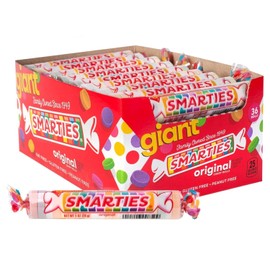 Smarties Candy Giant Rolls - Gluten & Vegan Free - Classic Sweetness From Family Owned Company Since 1949, Peanut & Dairy Free - Individually Wrapped Bulk Halloween Candy - 34 oz (Pack of 1)