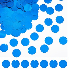 DICOSMETIC 600Pcs Large Sequin Flat Round Paillettes Bulk 28.5mm PVC Sequin Paillettes Blue Embroidery Craft Sequins for Garment Shoe Dress DIY Sewing Accessories, Hole:1.5mm