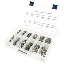 Stainless Steel Phillips Oval Head Sheet Metal Screw Kit - #8 Through #14-296 Pieces