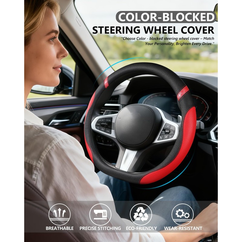 Cxtiy D-Shaped Flat Bottom Steering Wheel Cover for Women Girl