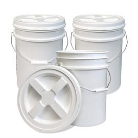 ePackageSupply 5 Gallon White Bucket with White Gamma Seal Screw on Airtight Lid | Made in USA | Food Grade | Heavy-Duty HPDE Plastic | Durable 90 Mil Pail | Easy Stack and Store | BPA Free (3 Count)