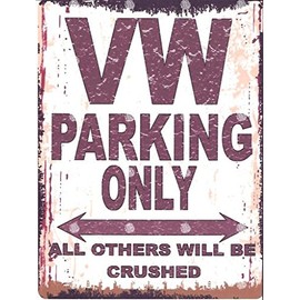 VW METAL WALL SIGN 15X20cm PARKING SIGN RETRO STYLE car shed garage workshop cafe shop bar pub games room camper