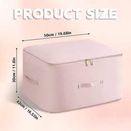 Space-saving self-compression organiser, garment organiser, compressing bag, bedroom clothing storage bags with zip, underbed storage bags for duvets, clothes, blankets, pink