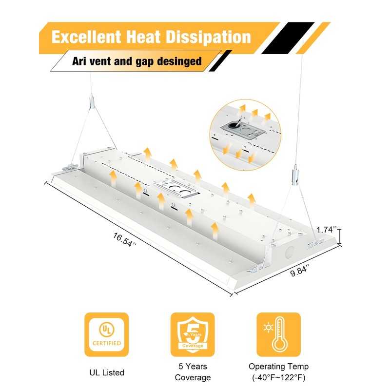 JC-LGL LED Linear High Bay Light, 130W 19500LM High Bay