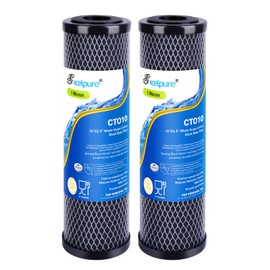 EXCELPURE 1 Micron 10" x 2.5" Whole House CTO Carbon Water Filter Cartridge Replacement for Home Countertop System, Dupont WFPFC8002, WFPFC9001, FXWTC, SCWH-5, WHEF-WHWC, WHCF-WHWC, CTO10, T01, 2PACK