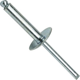Fastenere Large Flange Pop Rivets - 1/4" x 3/4" (25 pcs) Heavy Duty, Open End, Steel Zinc, Corrosion-Resistant, High Tensile & Shear Strength, 8-12 Gap .626" - .750"