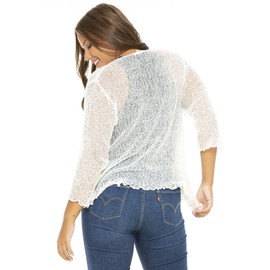 Back From Bali Womens Plus Size Shrug Bolero Sheer Cardigan Arm Cover 2X 3X 4X Lightweight Cream/Off-White
