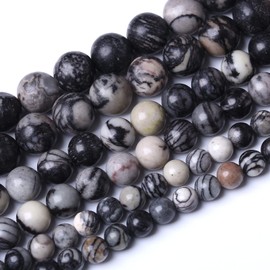 90PCS 4MM Black net Work Natural Gemstone Round Stone Beads for Jewelry Making DIY Energy Stone Healing Power Bracelet 15"