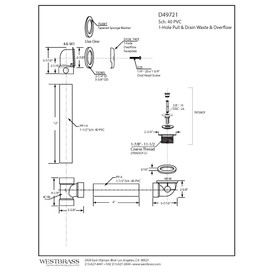 Westbrass Pull & Drain Sch. 40 PVC Bath Waste with One-Hole Top Elbow, Satin Nickel, D49721-07