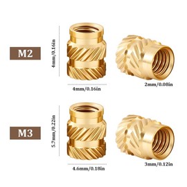 Threaded Insert m3 50PCS Gold, Brass Metric Knurled Nuts, Brass Heat Set Insert for 3D Printing Components、Automotive 、Plastic Shell