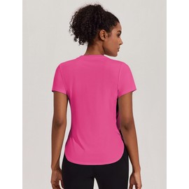 PINSPARK Maglietta Sportiva da Donna a Maniche Corte T-Shirt Sportiva UPF 50+ Maglietta con Protezione Solare Maglietta da Corsa Traspirante Girocollo Yoga Sportiva Casual per Fitness