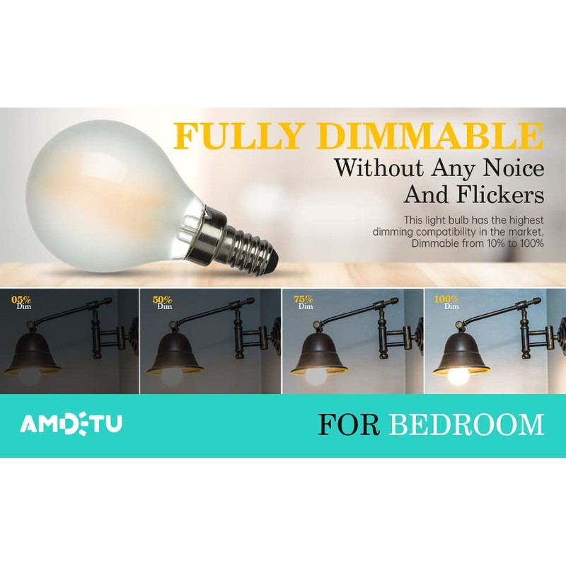 AMDTU 40W E12 Frosted Globe LED Bulbs, 2700K Warm White