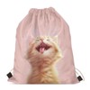 PJHEQOXE Pink Drawstring Backpack Bags Sack Cute Orange Cat Drawstring
