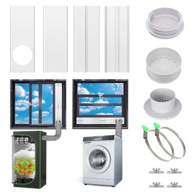 Estoder AC Window Vent Kit, Portable Air Conditioner Window Kit, Universal for 4” & 6” Ducting & 5.1"/5.9" Hose, Upgraded AC Sliding Window Seal Kit for HVAC, Inline Fans, Duct Fans, Grow Tent, Dryer