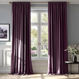 MIULEE Purple Orchid Velvet Curtains Thermal Insulated Blackout Curtain Drapes for Bedroom Living Room Darkening 90 Inches Long Curtains Panels Rod Pocket Set of 2
