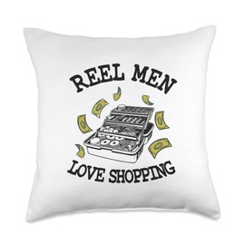 Reel Men Love Shopping Fisherman Tackle Box Bass Fishing Throw Pillow