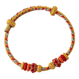 FOJIIUOK Lucky Charm Bracelet Red Tibetan Lucky Bracelet for Women Braided Bracelets Adjustable Wrist Bracelet Lucky Braided Friendship Bracelets for Men and Women, 24 cm, rope, No