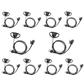 Caroo Walkie Talkie Headset Earpiece with PTT Mic for Midland GXT1000VP4 LXT500VP3 GXT1050VP4 GXT1000XB Two Way Radio 2 pin D Shape,10 Pack