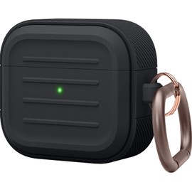 elago Armed Case with Keychain Compatible with AirPods 3, Supports Wireless Re-Charging, Shock Resistant and Provides Full Protection (Black)