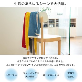 Iori Hoshi Sports Towel, Reversible, 9.8 x 43.3 inches (25 x 110 cm), Imabari Towel, Swim Towel, Sports, Gym, Water Absorbent, Quick Drying, Plain, 100% Cotton