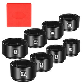BLACKROBOT 8 Pieces 3/8” Drive Low Profile Oil Filter Socket Set, Metric Size 24mm 27mm 28mm 29mm 30mm 32mm 36mm 38mm, Chrome Vanadium Steel, 6 Point, Oil Filter Cap Remover and Installer Tool Set