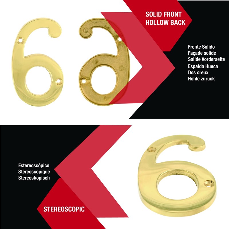 ZW Hardware A200 2 Inch Brass Bright Brass House Number