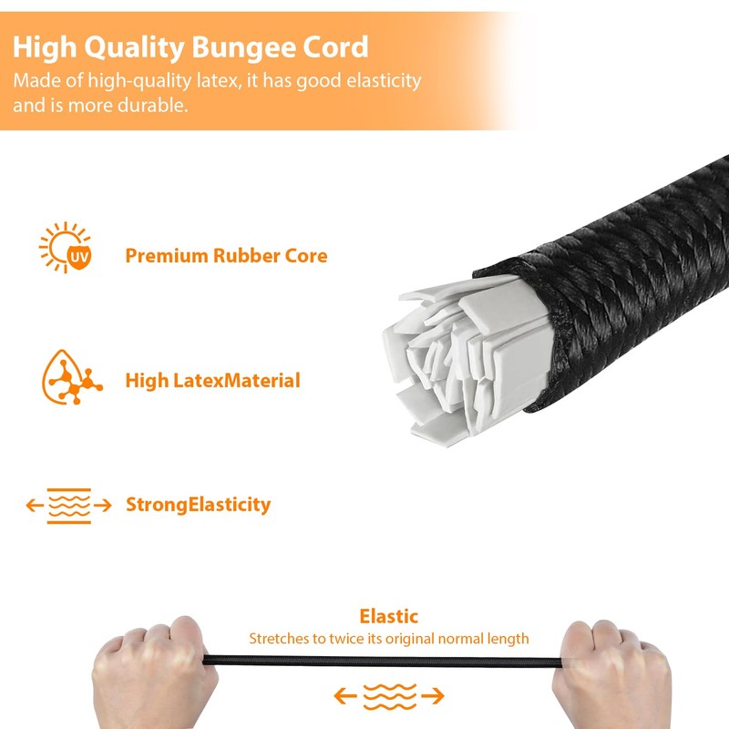 Alrens 4pcs Bungee Cords with Carabiner Clips 100CM/40Inch Short Bungee
