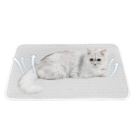 Mora Pets Dog Cooling Mat Breathable Cooling Pad for Dog Cats Washable Pet Cool Mat for Indoor Outdoor Pets with Non-Slip Bottom Light Grey, 28'' x 22'' Small