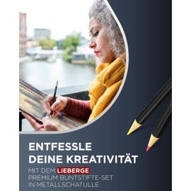 LIEBERGE Premium Colouring Pencils Set in Metal Box - 72 Colours - Highly Pigmented Coloured Pencils - Shatterproof, Soft Colour Release | Colouring Pens for Adults, Children and Artists (Metal Box)