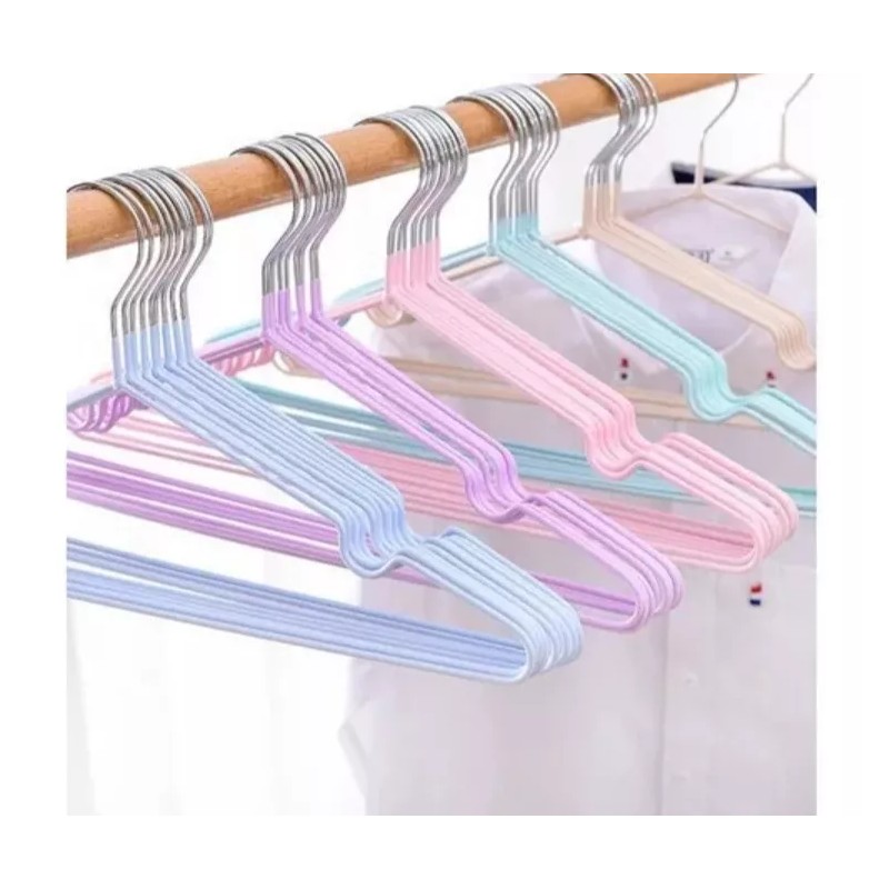 24x7 Set 20 Ganchos Antideslizantes Percha Ropa Tintorería Metal