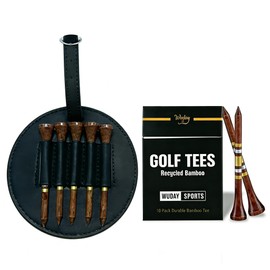LH90H Golf Tee Holder for Bag, Golf Tee Carrier with 10 PCS Wooden Golf Tees 2-3/4 inch, Golf Accessories for Men and Women, Golf Bag Accessory and Golf Gift (Black)