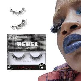 KISS Rebel, False Eyelashes, 'Main Character', 12mm, Includes 1 Pair Of Lash, Easy to Apply, Reusable Lash Clusters
