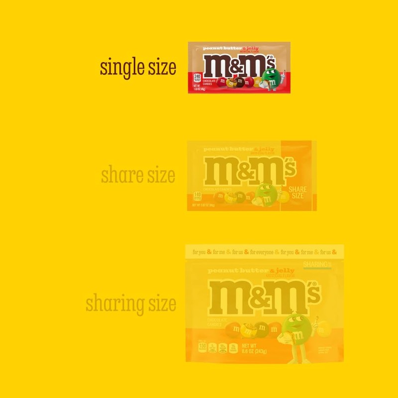 M&M’S Peanut Butter & Jelly Candy Bag, Single Size, 1.63